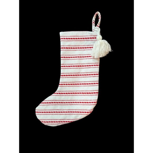 Red & White Striped Christmas Stocking With Tassel - Picture 1 of 5